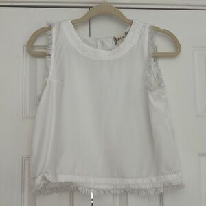 White Sleeveless Top with fringe Details